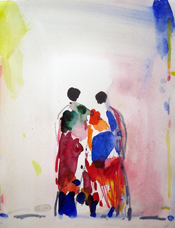 Zwei Menschen 1998;Aquarell,;38 x 28 cm;2800 - Galerie Wroblowski